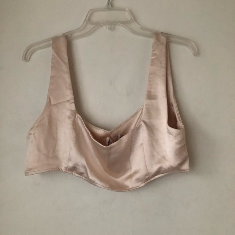 Princess Polly Huxley Champagne Satin Crop Tank 10